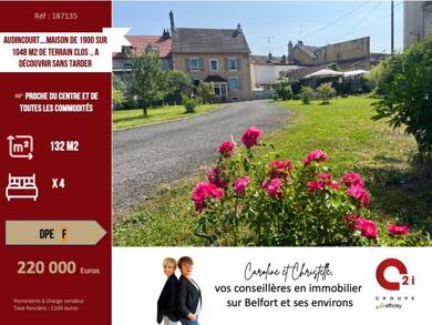 Maison à vendre 220 000 € 5 pièces 4 chambres 132 m² 1 048 m² de terrain Forges Audincourt 25400