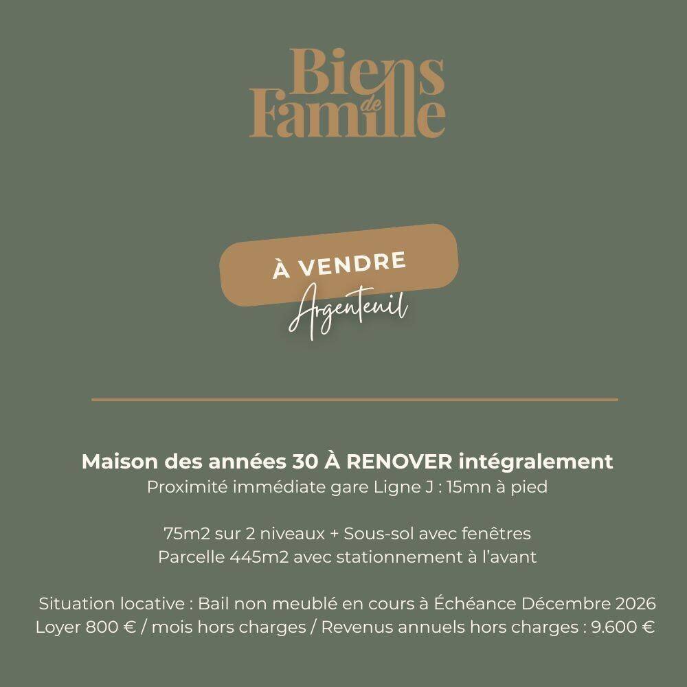 Maison à vendre, 75m², ARGENTEUIL