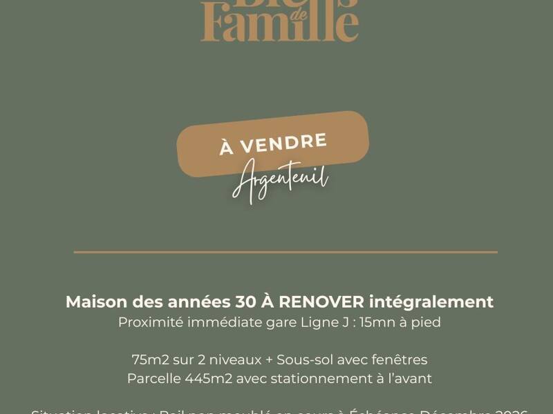 Maison à vendre, 75m², ARGENTEUIL