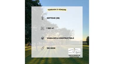 Terrain constructible viabilisé à vendre 190 000 € 1 363 m² de terrain Septème 38780